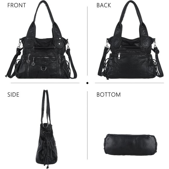 Chic Vegan Leather Hobo Bag for Women - Stylish Roomy Tote with Crossbody Strap - Picture 5 of 8